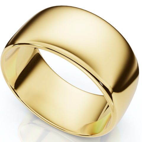 14k Yellow Gold 8mm Plain Wedding Band High Polished Men's Ring