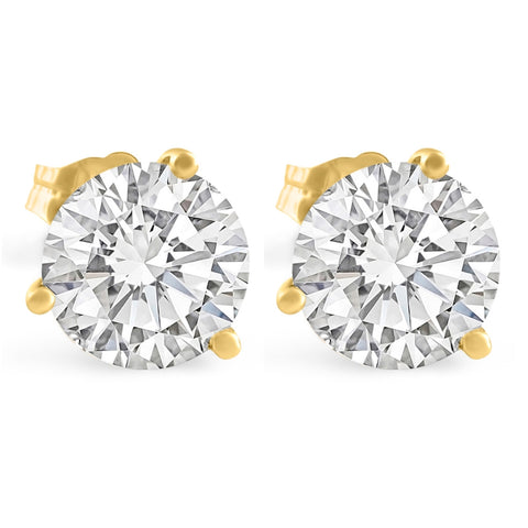 Certified 6.00CT Round Diamond Studs 14k Yellow Gold Lab Grown Earrings