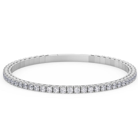 4Ct F/VS Diamond Flexible Oval Bangle Women's Bracelet 14k White Gold Lab Grown