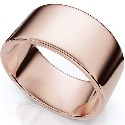 10mm Flat High Polished Wedding Band Solid 10K White Gold