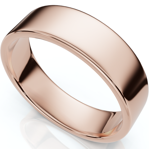6mm Flat High Polished Wedding Band 14K Rose Gold