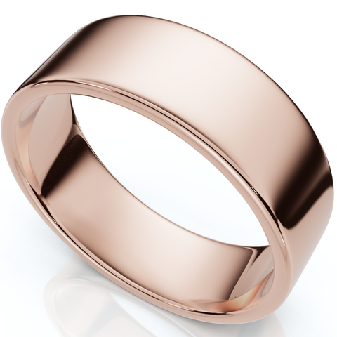 14K Rose Gold 7mm Flat Comfort Fit Plain Wedding Band