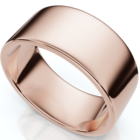 9mm Flat High Polished Wedding Band 14K Rose Gold