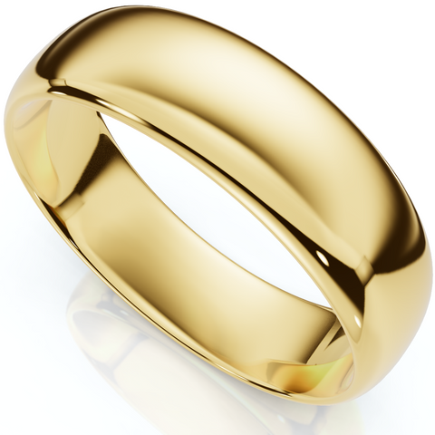 6mm Dome High Polished Wedding Band 14K Yellow Gold