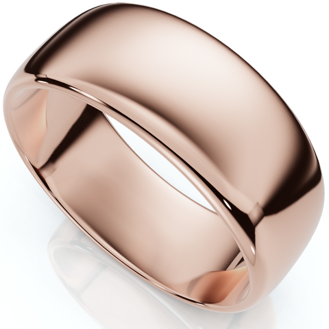 8mm Dome High Polished Comfort Fit Wedding Band 14K Rose Gold Comfort Fit Plain