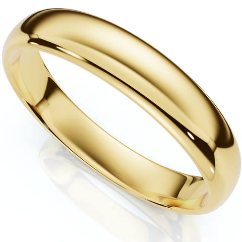 4mm Dome High Polished Wedding Band 10K Yellow Gold