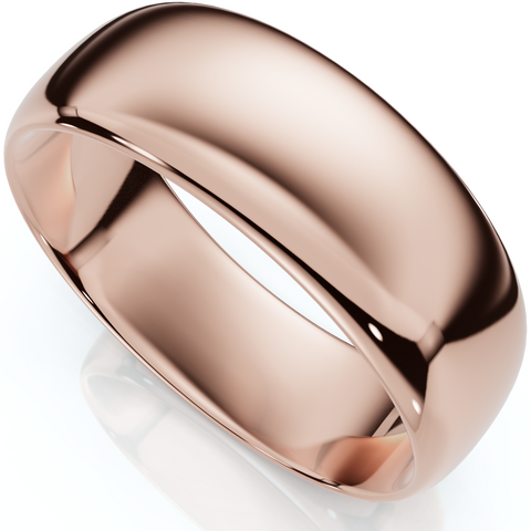 7mm Dome High Polished Wedding Band 14K Rose Gold