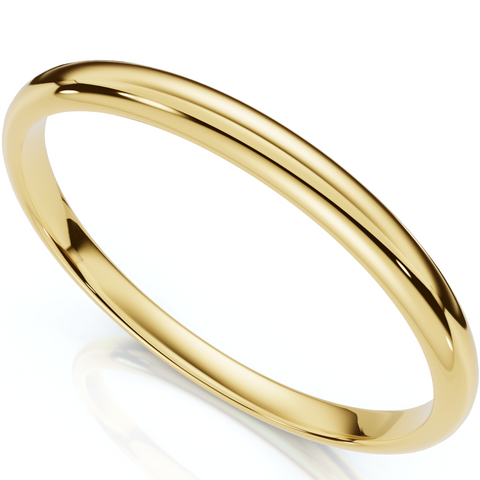 2mm Dome High Polished Wedding Band 10K Yellow Gold