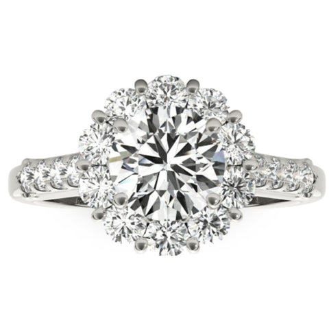 SI-G 2 1/2 Ct Halo Diamond Engagement Ring 14k White Gold Lab Grown