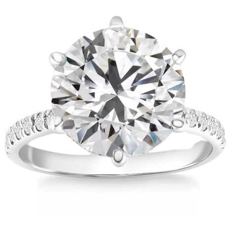 Certified 7.33Ct TW Natural Diamond Engagement Ring 14k White Gold (J/I3)
