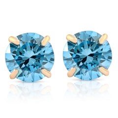 VS 1/2ct Blue Lab Grown Diamond Studs 14K Yellow Gold Earrings