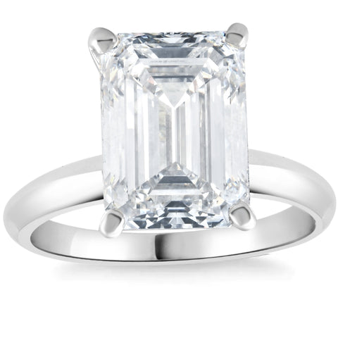 Certified 5.02Ct H/VS1 Emerald Cut Platinum Diamond Engagement Ring Lab Grown