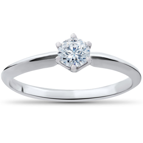 Solitaire Diamond Engagement Ring 1/4ct 14k White Gold Round Brilliant Cut