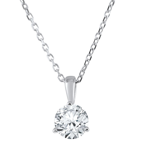 F/SI .33 ct Solitaire 100% Diamond Pendant in 14K and Platinum Lab Grown