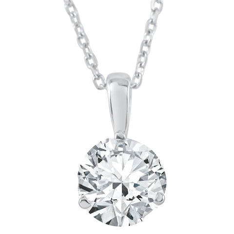 F/SI1 .75 ct Solitaire 100% Diamond Pendant in 14K and Platinum Lab Grown