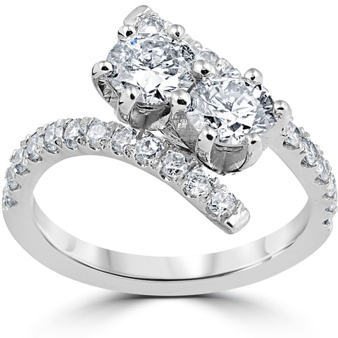 1 cttw Diamond 2 Stone Forever Us Engagement Anniversary Ring 14k White Gold