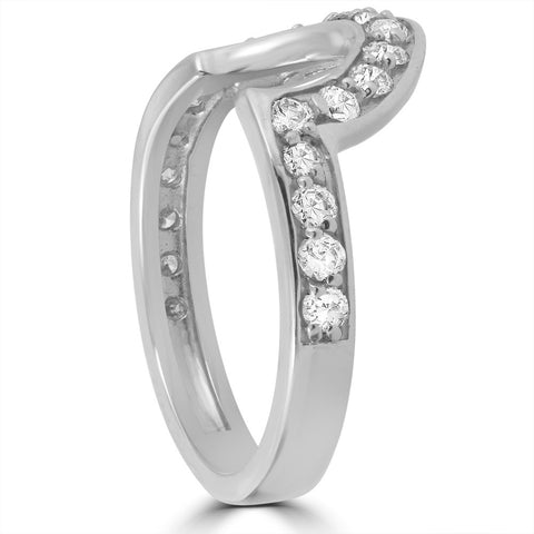 1/2 cttw 14k White Gold Diamond Curved Contour Band For Forever Us 2 Stone Ring