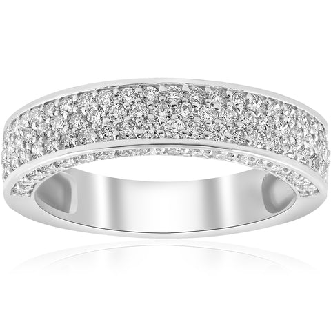 1 ct Diamond Pave Wedding Ring Womens Anniversary Stackable Band 14k White Gold
