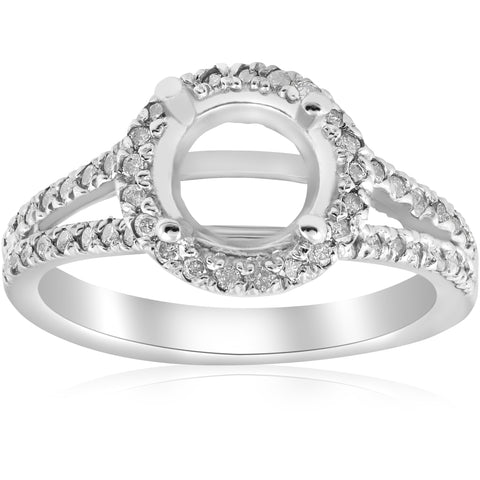 1/2ct Halo Split Shank Diamond Engagement Ring Setting 14k White Gold Semi Mount