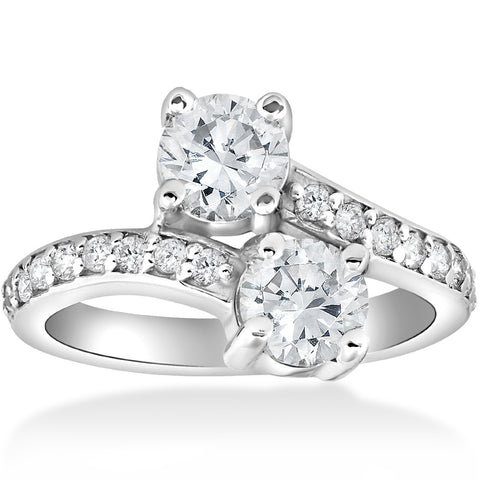 G SI 2.40Ct Forever Us 2 Stone Enhanced Diamond Engagement Ring 14k White Gold