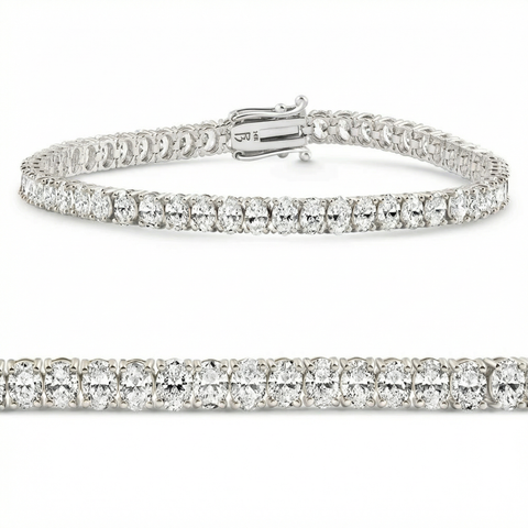 10Ct Oval Diamond Tennis Bracelet 14k Gold 7" Lab Grown