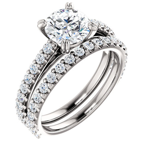 G/VS2 2 ct Round Cut Diamond Engagement Wedding Ring Set White Gold Lab Grown