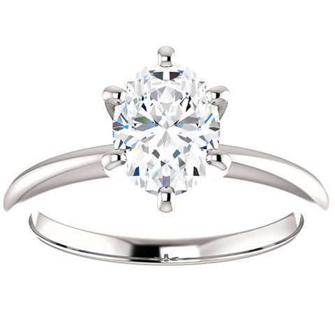 Platinum 1 Ct Oval Diamond H/SI Solitaire Engagement Ring Enhanced