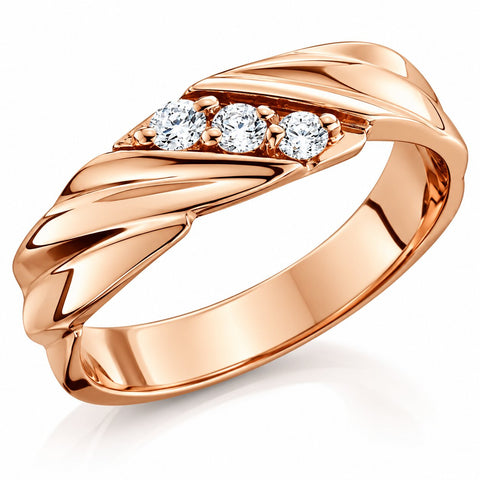 1/10ct Diamond 14K Rose Gold Mens Wedding Ring