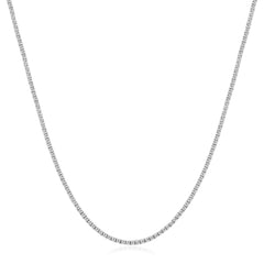 7Ct TW Diamond Tennis Necklace 4-Prong 14k White Gold 16.5" Lab Grown