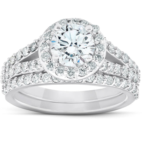 F/VS 2 Ct Diamond Multi Row Engagement Wedding Ring 14k White Gold Lab Grown