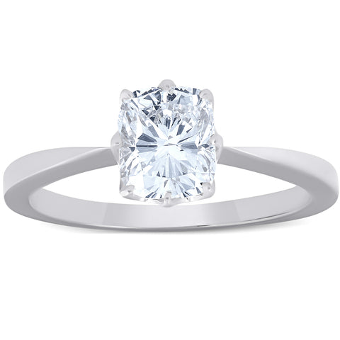 G/SI 1Ct Cushion Diamond Solitaire Engagement Ring 14k White Gold Lab Grown