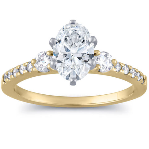 GH/SI1 1.50 Ct Oval Diamond Engagement Ring 14k Yellow Gold Lab Grown