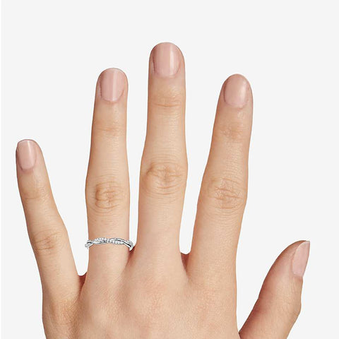 1/3 Ct Diamond Eternity Petite Twist Vine Eternity Wedding Ring 10k White Gold