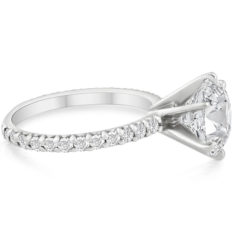 3 3/4 Ct Diamond Engagement Ring 14k White Gold Clarity Enhanced Round Cut