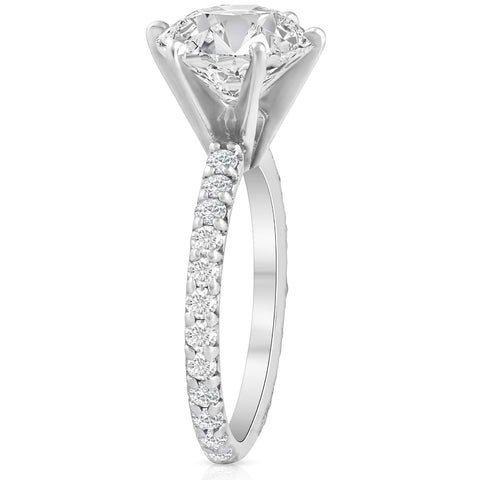3 3/4 Ct Diamond Engagement Ring 14k White Gold Clarity Enhanced Round Cut