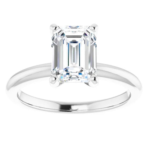 14k White Gold Emerald Cut Solitaire Lab Grown Diamond Engagement Ring GH/SI1