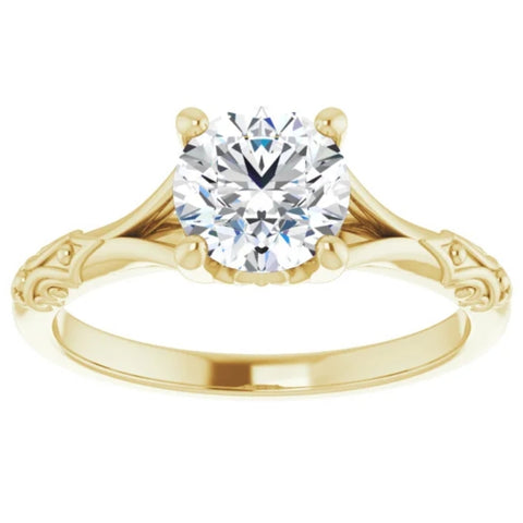 G/SI 1 Ct Solitaire Diamond Engagement Ring 14k Yellow Gold Lab Grown
