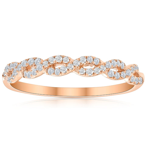 1/4 Carat (ctw) Round White Diamond Ladies Swirl Wedding Ring 10k Rose Gold