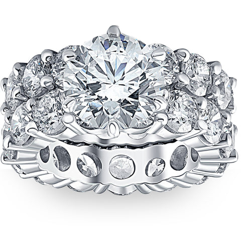 9 1/2Ct TW Diamond Eternity Engagement Wedding Ring Set 14k White Gold Lab Grown