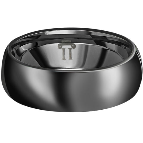Men's Black Polished Bright Tungsten Ring Ring 7mm Comfort Fit Wedding Band