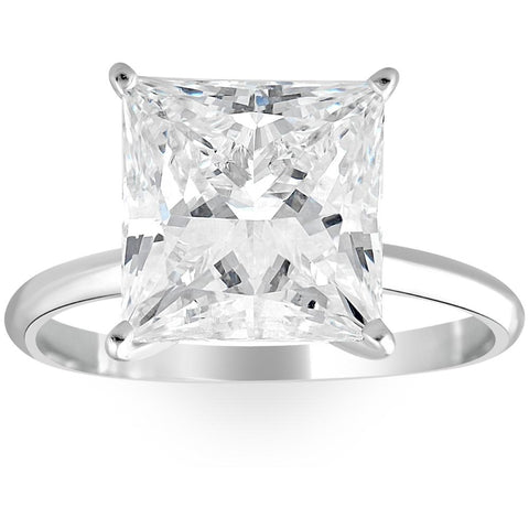 H/VS2 5Ct Princess Cut Solitaire Diamond 14k White Gold Engagement Ring Lab Grown