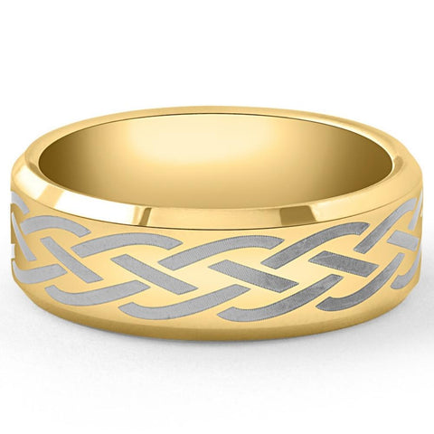 Men's Gold Plated Tungsten Ring Celtic Laser 8mm Wedding Band