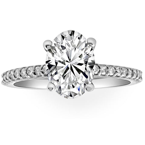 Certified G/VS 2.50Ct Oval Lab Grown Diamond Engagement Ring in 14k White Gold