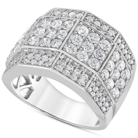 3 Ct Diamond Men's Multi-Cluster Wide Ring in White or Yellow Gold