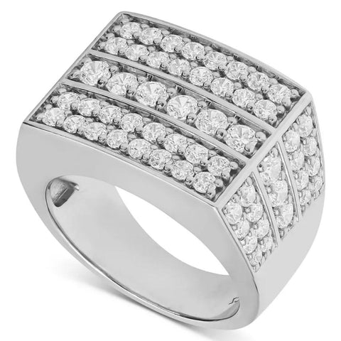 3 1/4 Ct Diamond Men's Multi-Cluster Wide Ring in White Gold
