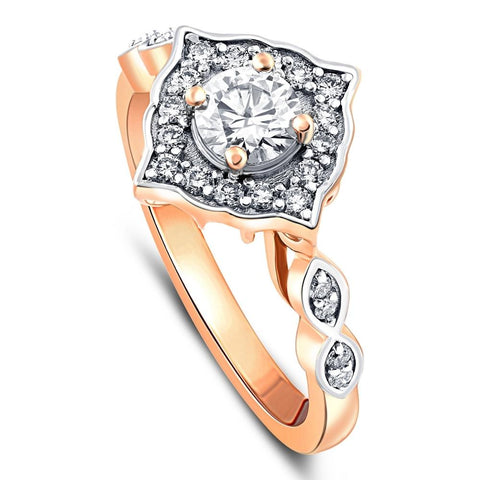 Certified .83 Ct G/VVS2 Accent Designer Diamond Ring Rose Gold Lab Grown