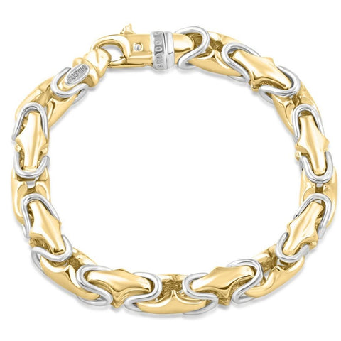 Men's Solid 14k Gold (74gram) or Platinum (143gram) 8.7mm Link Byzantine Bracelet 8.5"