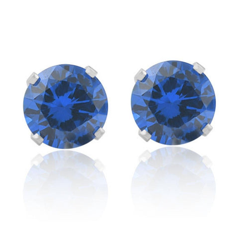 1Ct TW Blue Sapphire 5mm Studs in 10k White or Yellow Gold