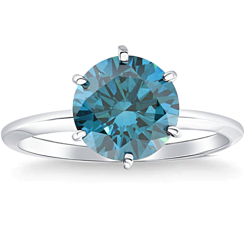 SI2 2.03Ct Platinum Fancy Deep Blue Diamond Engagement Ring Lab Grown