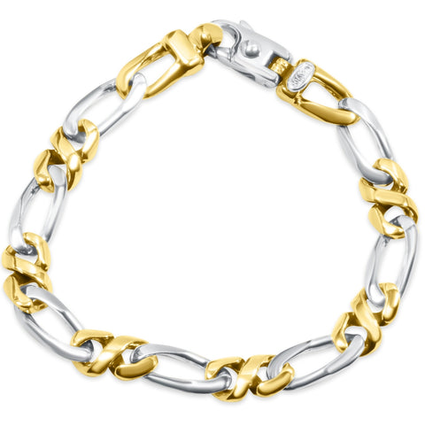 Men's Figaro Link 14k Gold (31gram) or Platinum (50gram) 9mm Bracelet 8.5"